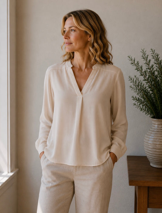 Peach V-Neck Blouse