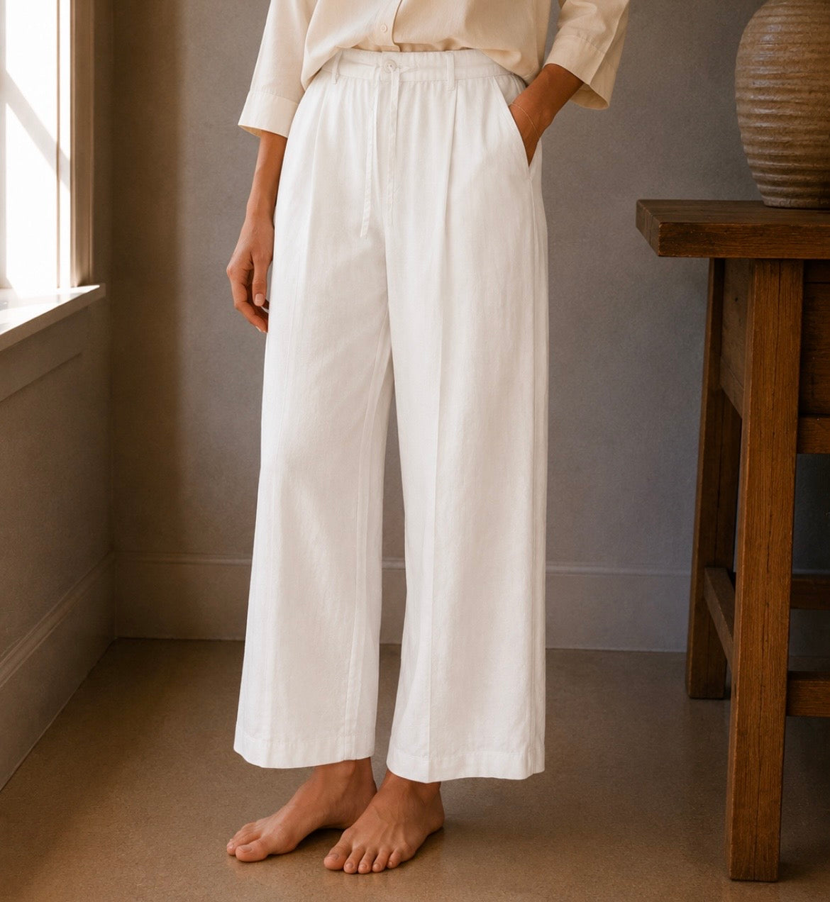White Linen Trousers