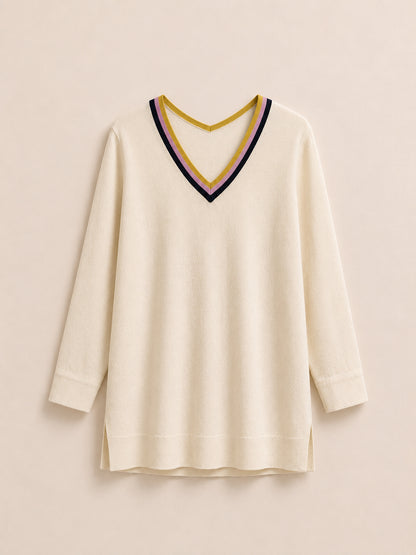 Cream V-Neck Jumper