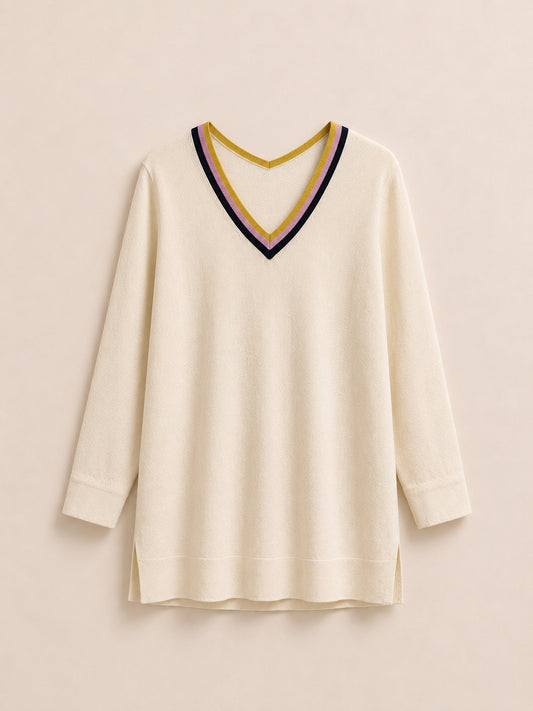 Cream V-Neck Jumper
