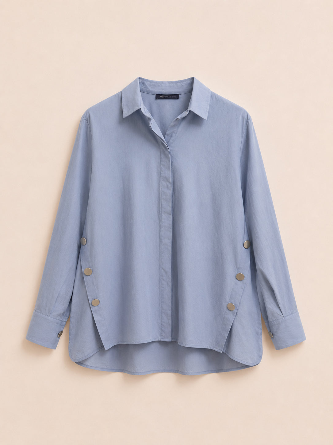 Blue Cotton Collared Shirt