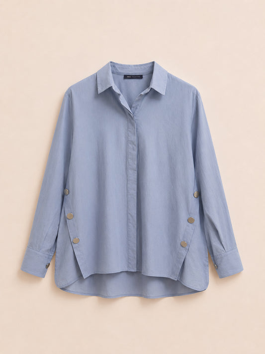 Blue Cotton Collared Shirt