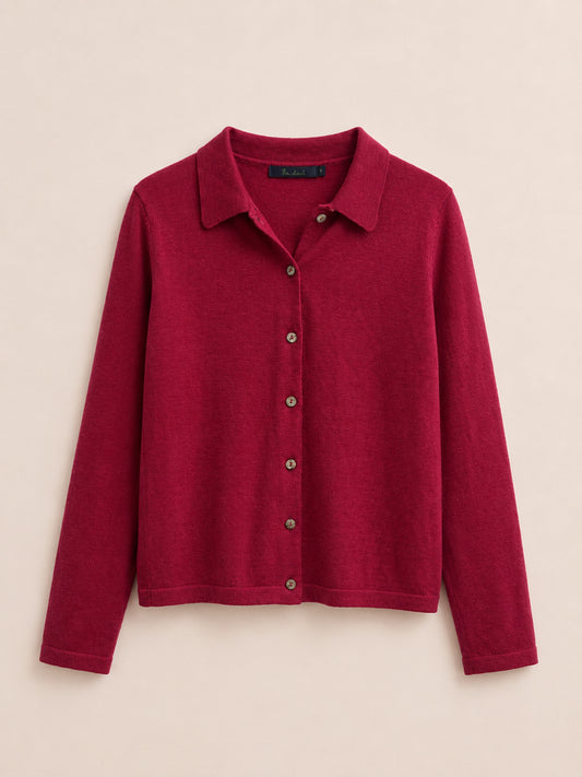 Burgundy 100% Merino Wool Cardigan