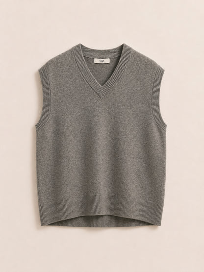 Grey V-Neck Sleeveless Vest