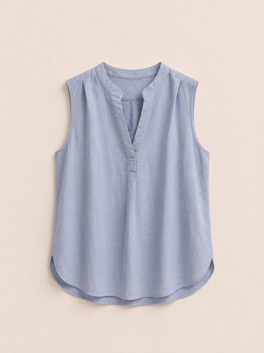 Blue Sleeveless Blouse