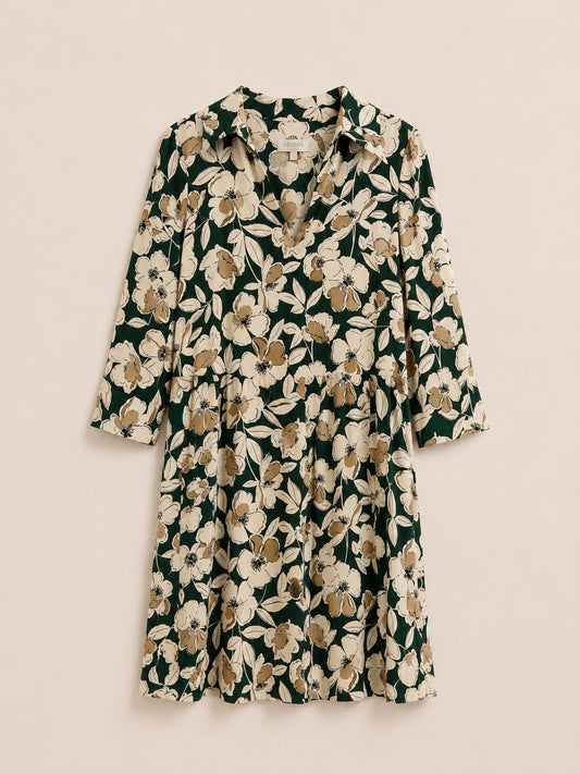 Green & Cream Floral Dress