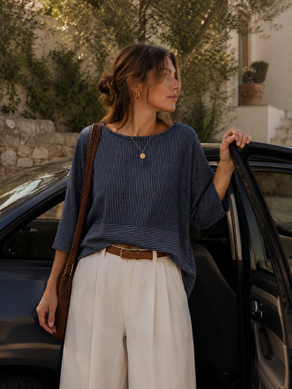 Navy Striped Top