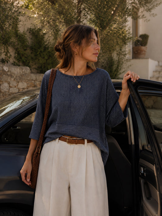 Navy Striped Top