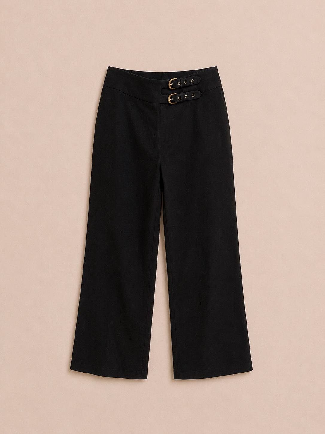 Black Linen Blend Trousers