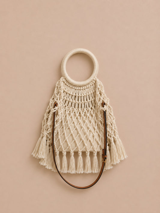 Cream Macrame Beach Bag