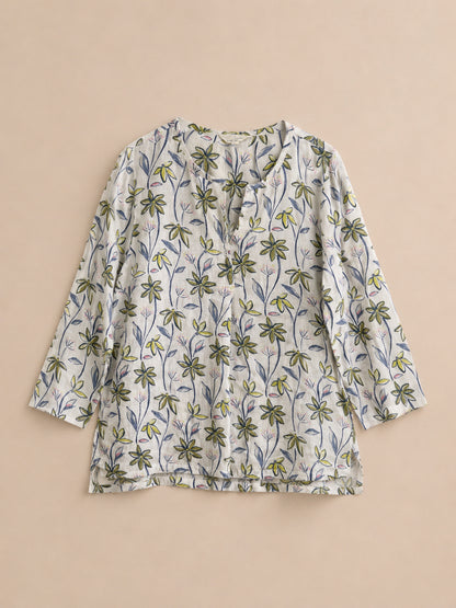 White Floral Blouse