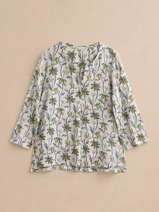 White Floral Blouse