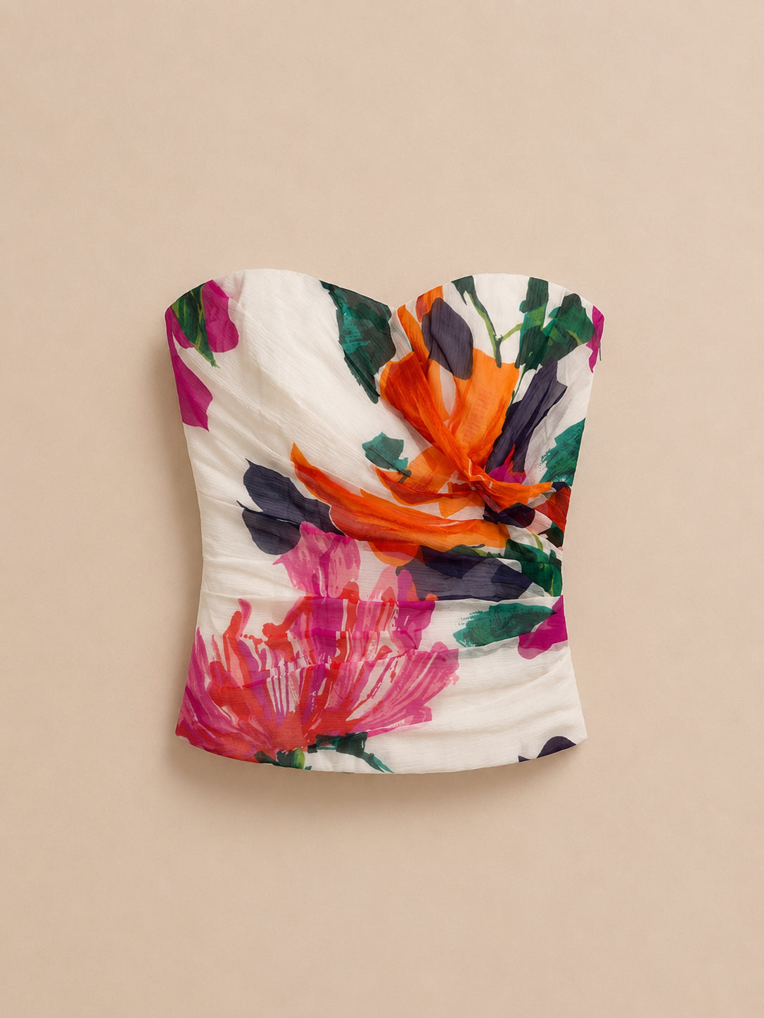 Floral Strapless Silk Top