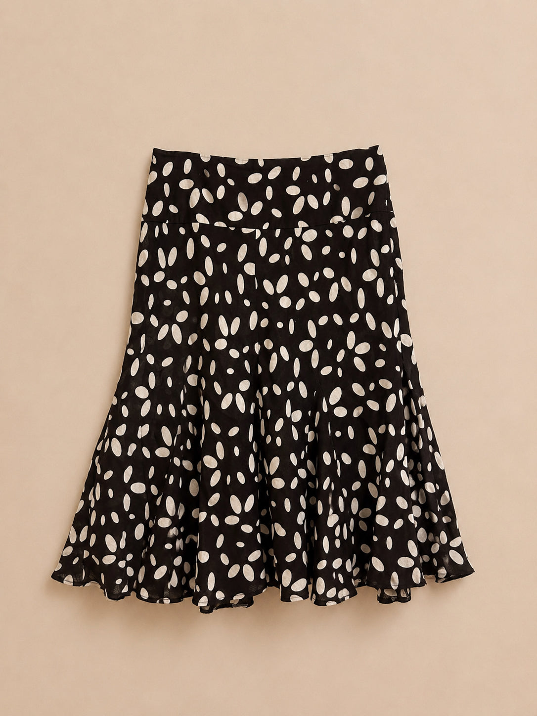 Brown & Cream 100% Linen Skirt