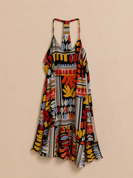 Multi-coloured Patterned Midi Dress