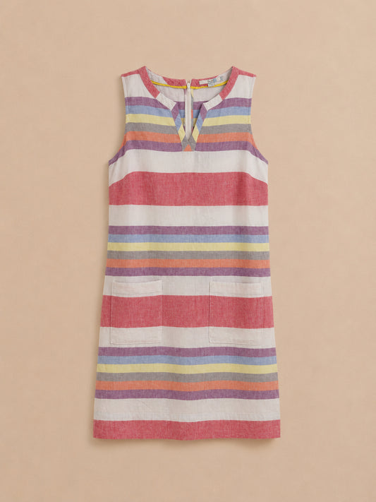 Striped Linen Midi Dress