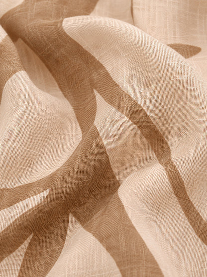 Beige Patterned Linen Blend Blouse