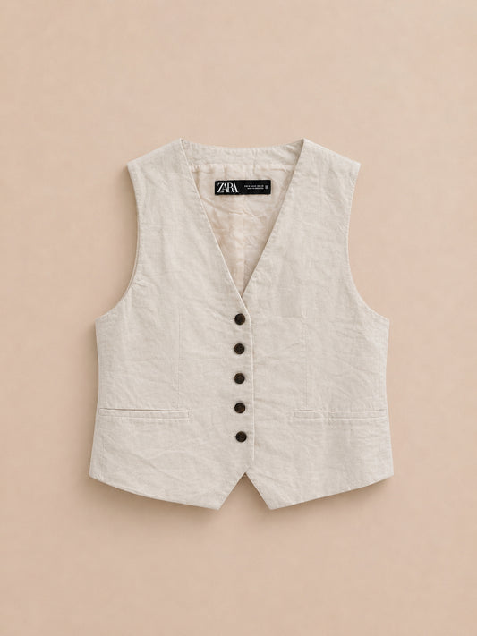 Cream Linen Blend Blazer