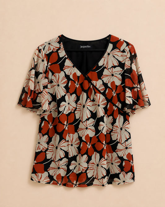 Orange Floral Blouse