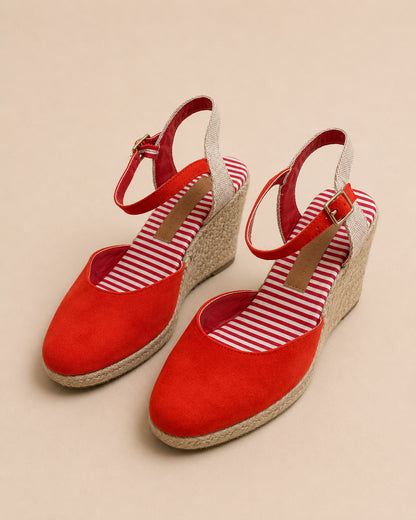 Red Wedged Sandals