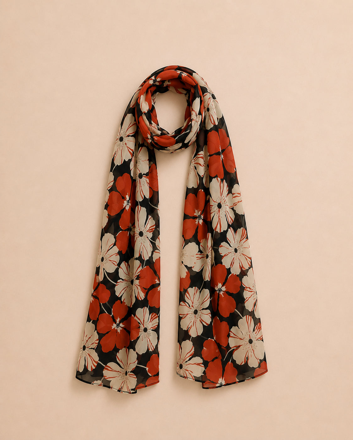 Orange Floral Neck Scarf