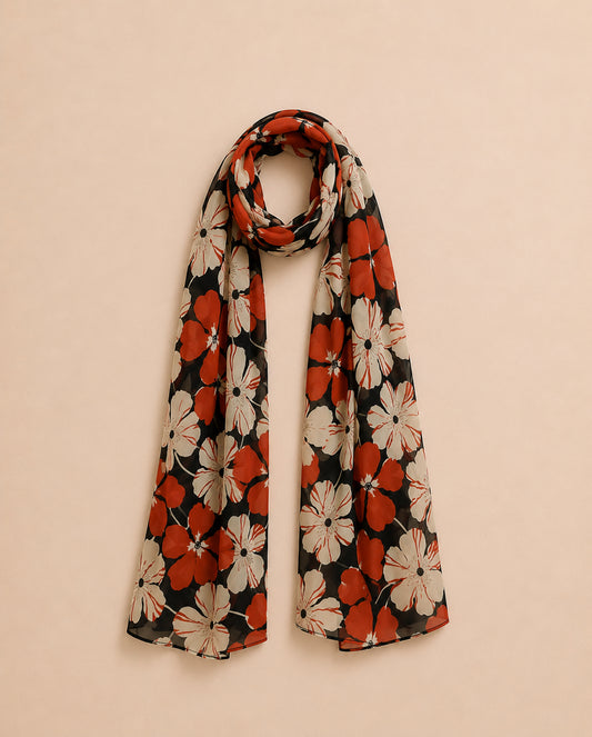 Orange Floral Neck Scarf