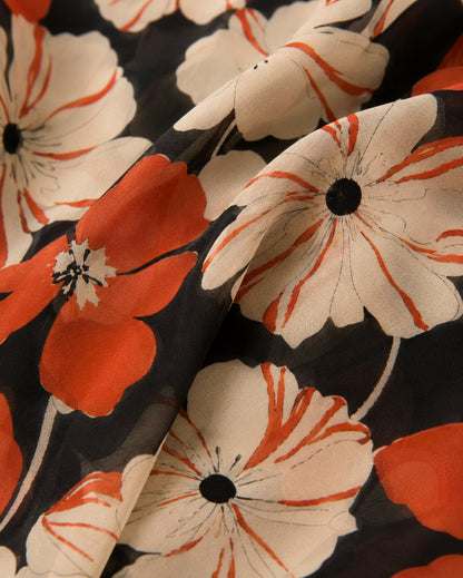 Orange Floral Neck Scarf
