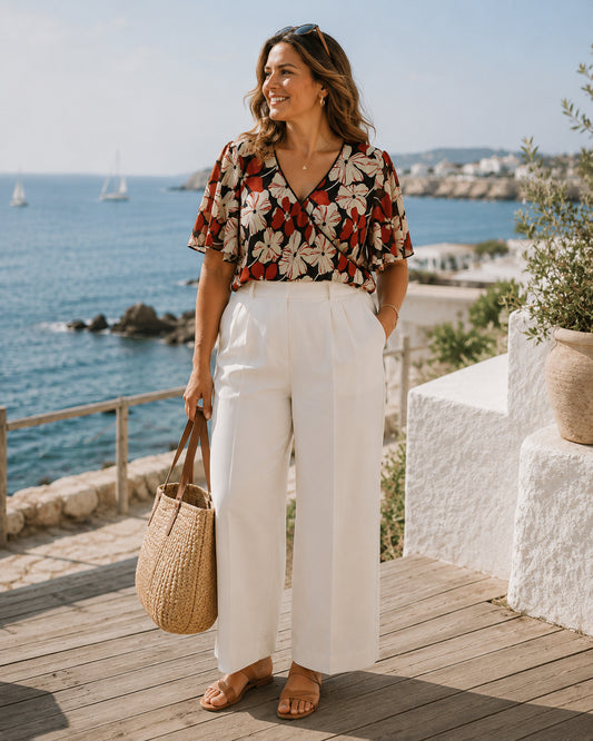 Orange Floral Blouse