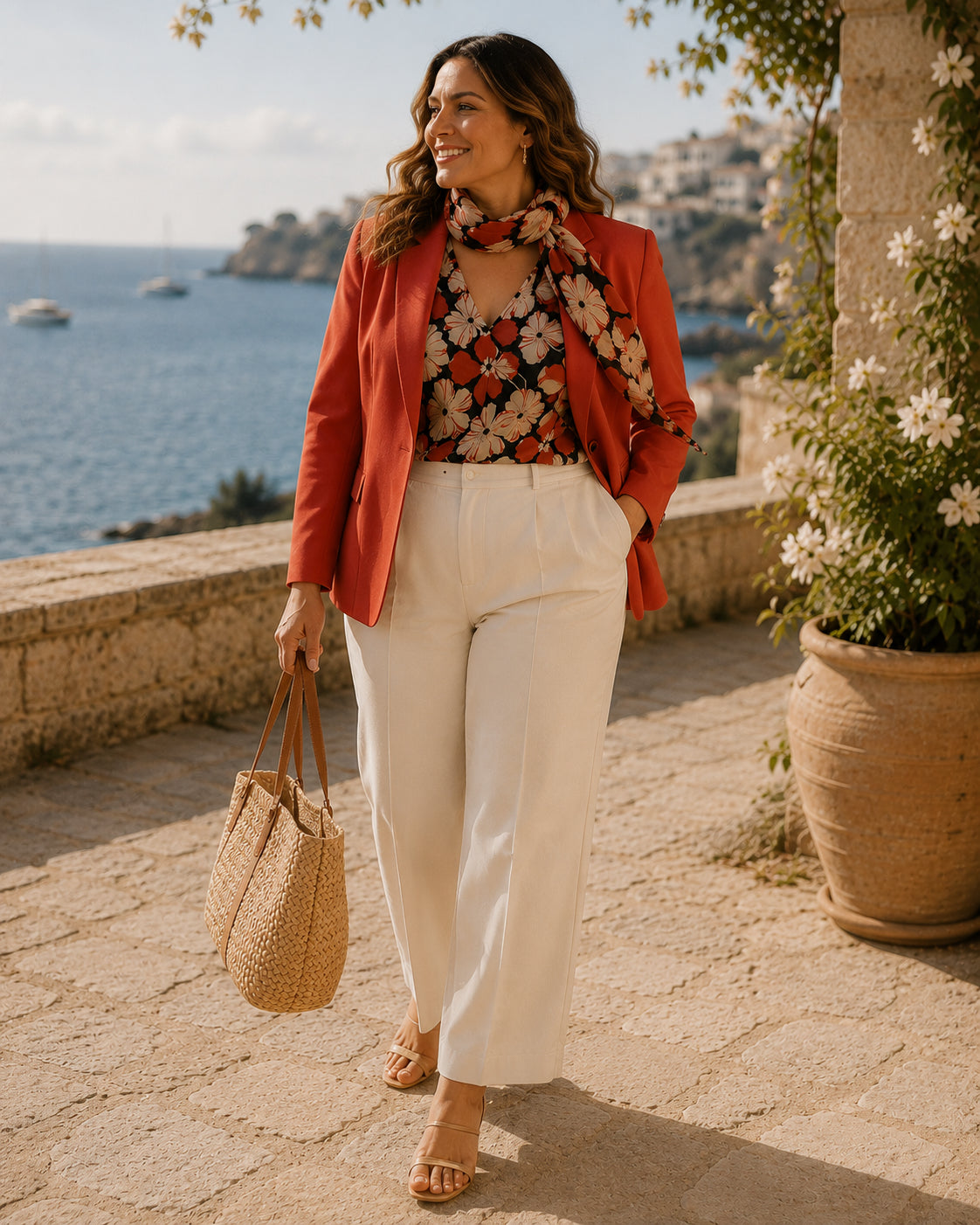 Orange Floral Blouse