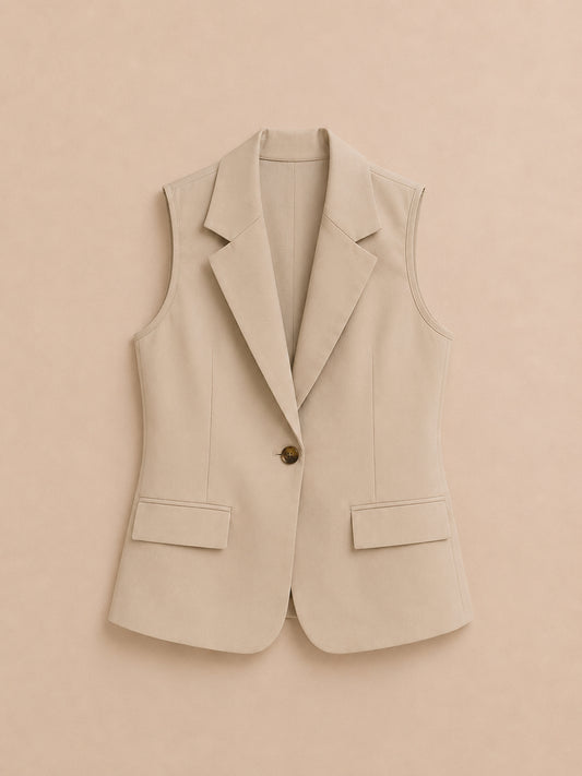 Cream Sleeveless Blazer
