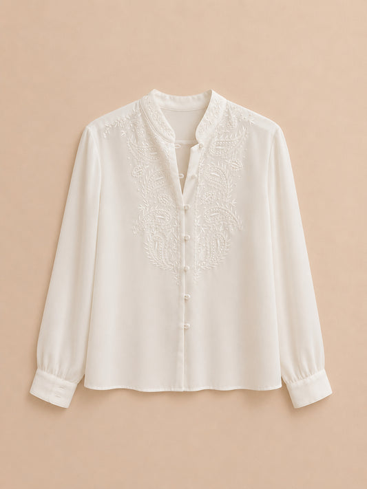 Cream Embroidered Shirt