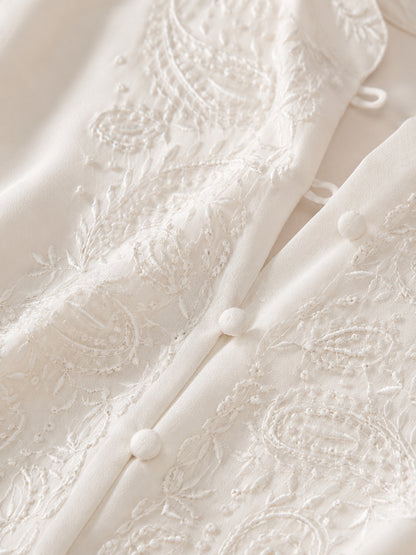 Cream Embroidered Shirt