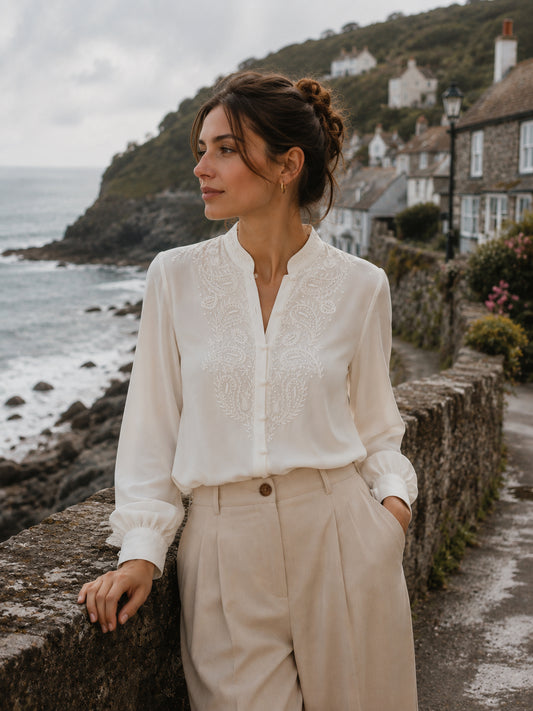 Cream Embroidered Shirt