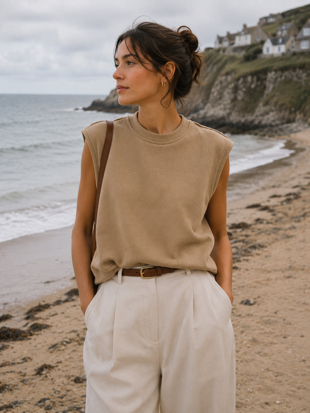 Beige Sleeveless Jumper