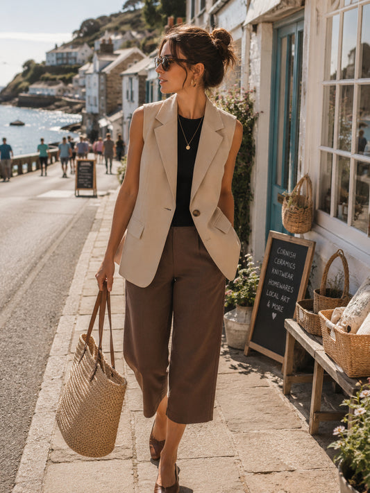 Cream Sleeveless Blazer