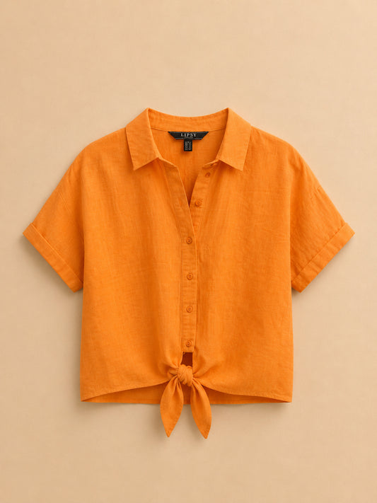 Orange Tie Front Shirt