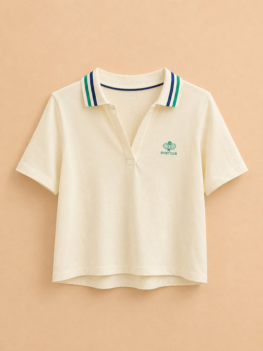 Cream Plain Sports Top
