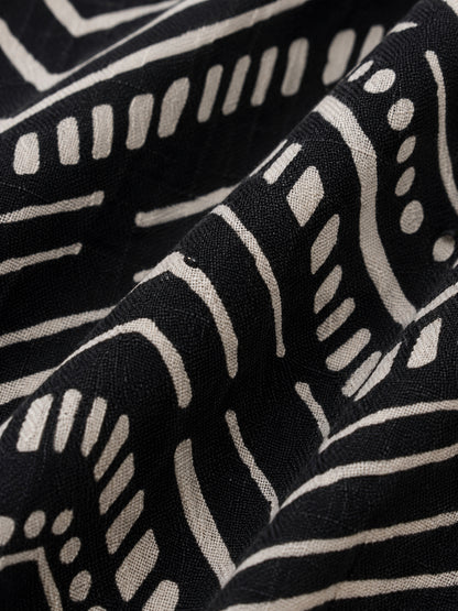 Black & Cream Linen Blend Blouse