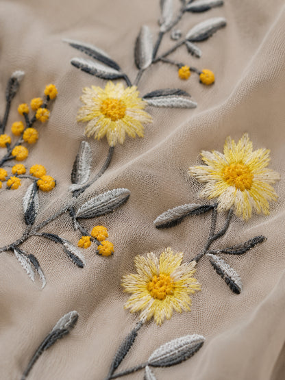Grey & Yellow Floral Occasion Dress
