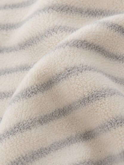 Cream Striped Zipped Fleece