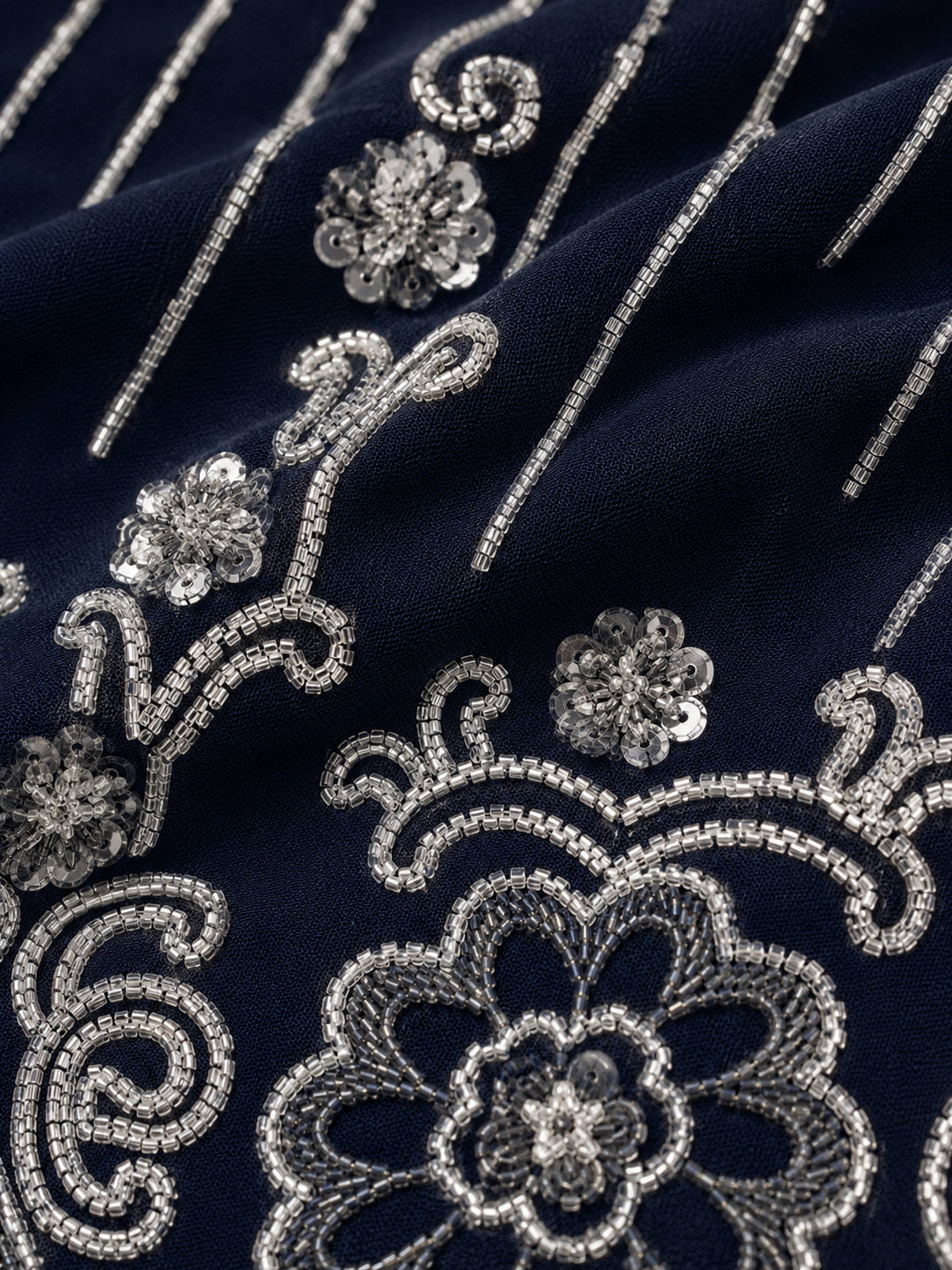 Navy Sleeveless Embroidered Top