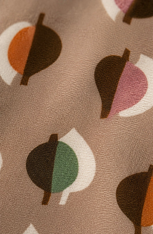 Brown Patterned Collared Dress