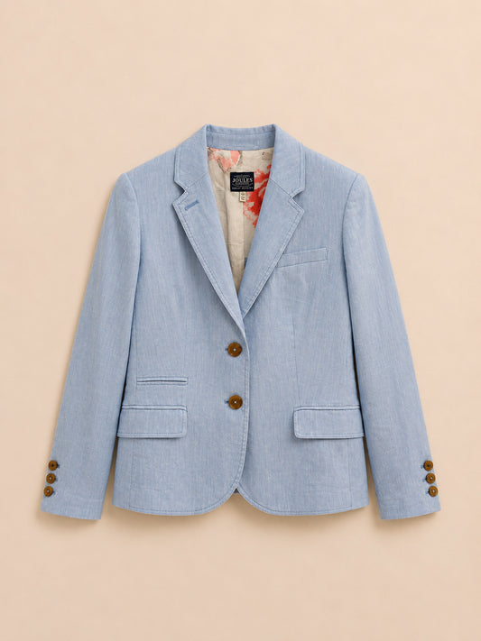 Blue Linen Blend Blazer