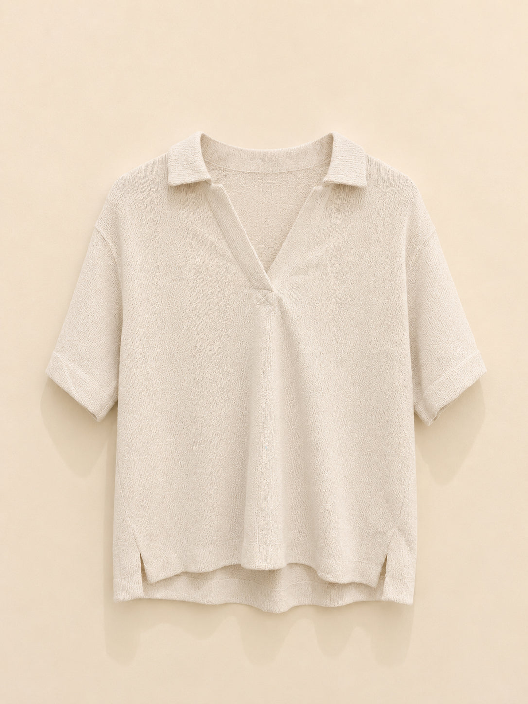 Cream V-Neck Top