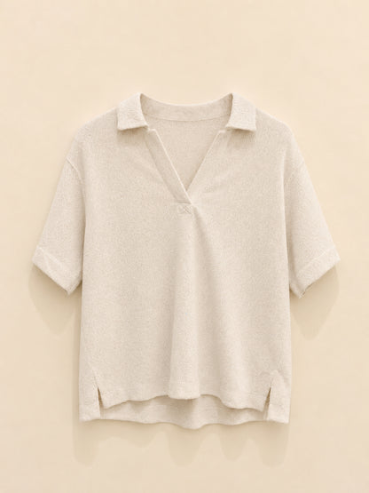 Cream V-Neck Top