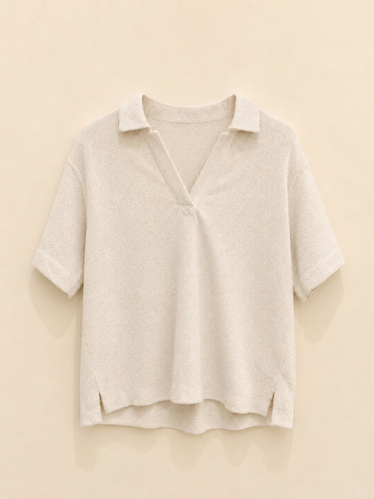 Cream V-Neck Top