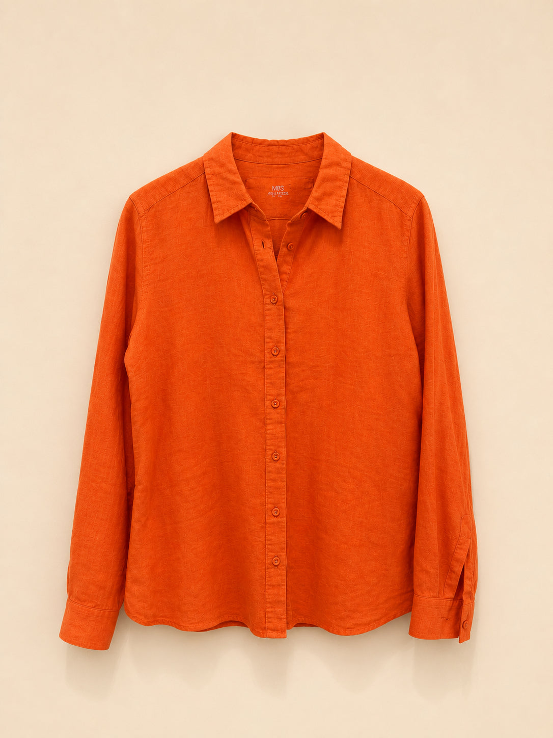 Orange Linen Blend Shirt
