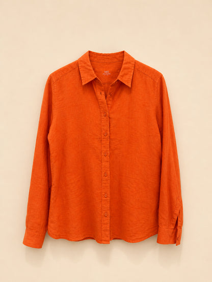 Orange Linen Blend Shirt