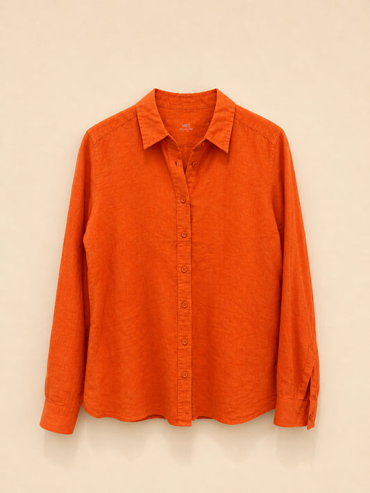 Orange Linen Blend Shirt