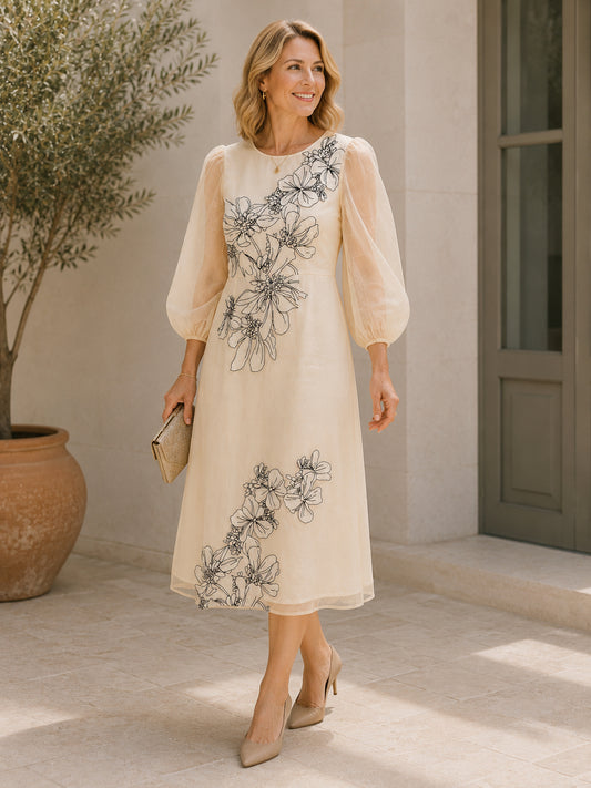 Peach Floral Occasion Dress